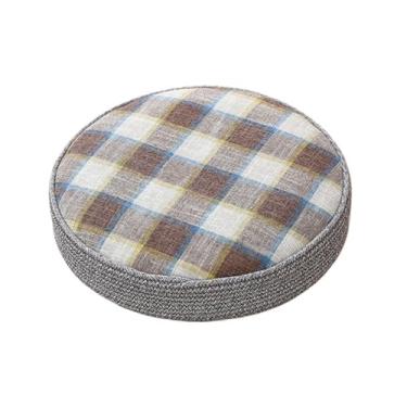 Imagem de pufe Almofada redonda de meditação doméstica, pano linho respirável, almofada chão para, linha algodão tecida, 10cm espessura(Gray,50cm)