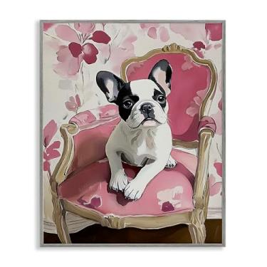 Imagem de Stupell Industries Sweetest Dog empoleirado cinza emoldurado arte giclée, design por Annabelle Hall, 14 x 11