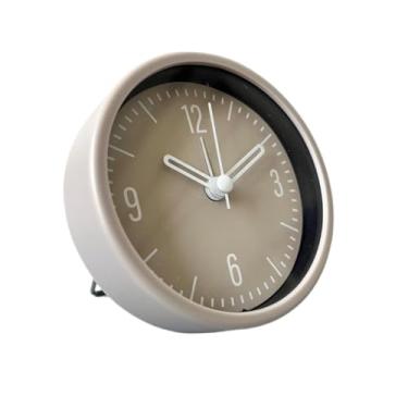 Imagem de Relógio Despertador Cabeceira Analógico Minimalista Alarme(Bege)