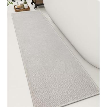 Imagem de YIHOUSE Tapetes de banheiro 40 x 159 cm, tapetes de banho antiderrapantes de secagem rápida para banheiro, absorventes e ultrafinos, laváveis à máquina, ajuste embaixo da porta para pia, armário