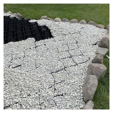 Imagem de Grade Geocell HDPE 10.2 cm/5.1 cm para controle de erosão de entrada de garagem e inclinação - célula de 40 cm, estabilizador de cascalho (2 x 5 m (6,5 x 16,5 pés) 5 cm/2" de altura)