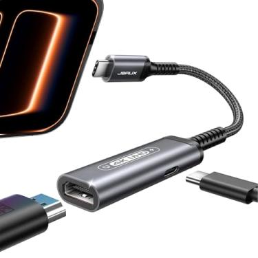 Imagem de JSAUX Adaptador de carregador USB C para HDMI com PD, 2 em 1 tipo C para HDMI 4K@30Hz/100W, compatível com iPhone 16 Pro/Pro Max/16/16 Plus/15 Pro Max, Samsung S24/S23, MacBook, Dell, Steam Deck, ROG