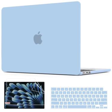 Imagem de QJUZO Capa compatível com MacBook Air de 15 polegadas 2025 2024 2023 2022 M4 M3 M2 A3241 A3114 A2941, capa rígida para laptop com protetor de tela + capa de teclado para MacBook Air de 15,3 polegadas