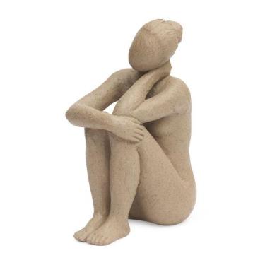 Imagem de Escultura Decorativa Mulher em Poliresina 22cm Mart, bege