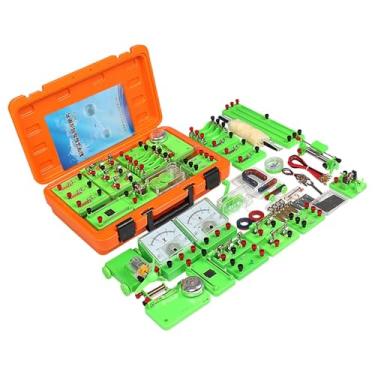 Imagem de Fenteer Conjunto de aprendizagem de eletromagnetismo, circuito de física, ferramentas de ensino, gerador de manivela, adereços de demonstração para