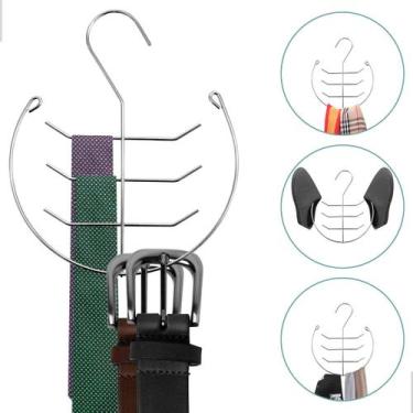 Imagem de  Cabide Suporte para Cinto e Gravata Cromado  Kit com 12 Unidades  Plu