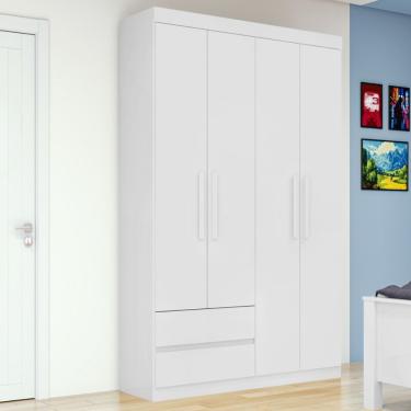 Imagem de Guarda Roupa Solteiro 4 Portas 2 Gavetas Zeus Lopas - Branco 2,3