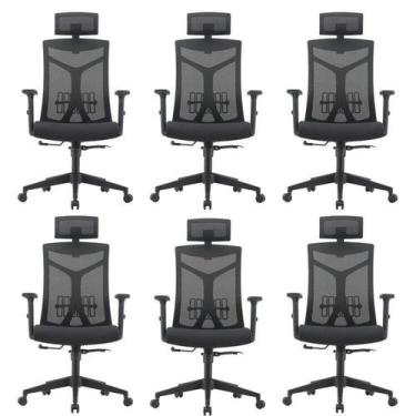 Imagem de Kit 6 Cadeiras Escritório Presidente Nr17 Office Lugano Preto - Espres