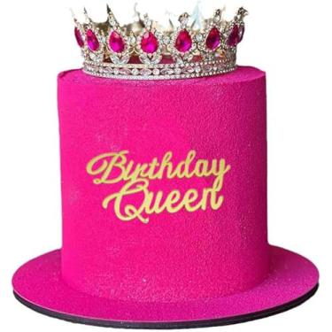 Imagem de LZGXZF Topo de bolo de acrílico para aniversário rainha topo de bolo de feliz aniversário topo de princesa dourado decoração de bolo de aniversário para casamento aniversário noivado chá de panela