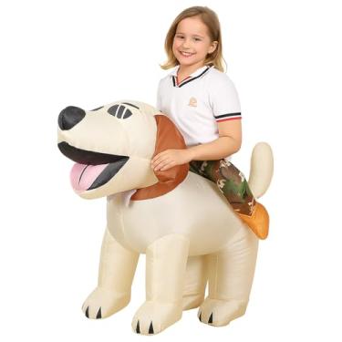 Imagem de Dog Inflatable Costume for Kids, Blow Up Dog Halloween Cosplay Costumes, Ride on Party Costume Suit for Girls Boys Khaki