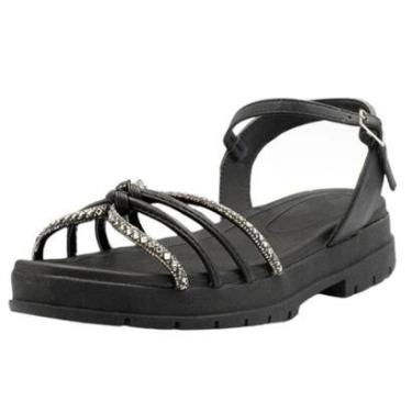 Imagem de Sandália Feminina Conforto Tiras Finas Strass Sua Cia-Feminino