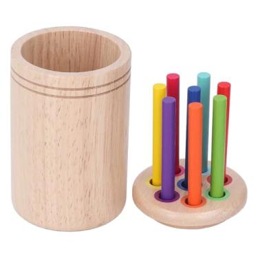 Imagem de TOPINCN Dispositivo de Classificação de Cores para Aprendizagem de Madeira de Borracha 2 Em 1, Barris de Classificação Educacional, Jogo de Correspondência de Cores, Balde de