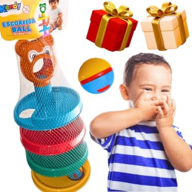 Imagem de Brinquedo educativo escorrega ball kendy + bolinha com chocalho torre desenvolvimento bebê 3 anos menino menina sensorial pedagógico didático dia das crianças natal aniversario
