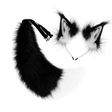 Imagem de Fiocias Conjunto de Faixa de Cabeça E Cauda Fofo para Shows de Anime, Bailes de Máscaras de Aniversário, Carnaval, Preto Branco