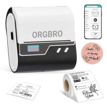 Imagem de ORGBRO Máquina de fazer etiquetas Z3 com fita, impressora térmica Bluetooth de 7 cm, impressora de adesivos portátil para pequenas empresas, escritório, organização doméstica, código de barras