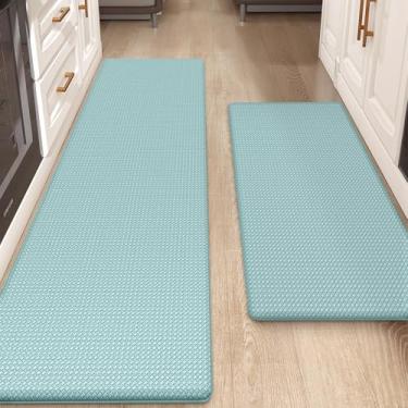 Imagem de Color&Geometry Tapete de cozinha acolchoado antifadiga para chão - 43 x 73 cm + 43 x 159 cm, fácil de limpar, à prova d'água e à prova de óleo, antiderrapante, tapete de borracha de espuma para