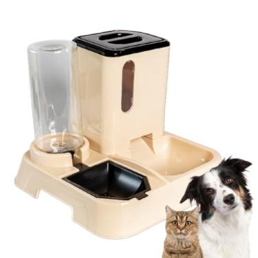Imagem de Comedouro e Bebedouro Automático para Cães e Gatos - Alimentador Automático Pet com Sistema por Gravidade(Bege)