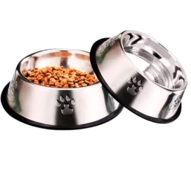 Imagem de Comedouro PET em Aço Inox Tigela Para Ração 15 Centímetros Atóxico Cãoes e Gatos