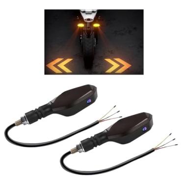 Imagem de coppialu 1 par de pisca-pisca de seta de motocicleta, luzes de seta de LED com projeção de seta, 27 modos de luz DRL, 3 luzes de seta para indicadores de motocicletas (amarelo)