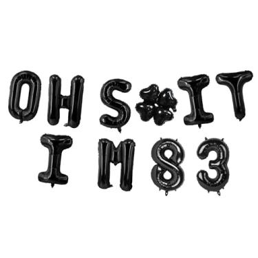Imagem de Oh I'm 83! Balões de látex 40,6 cm preto hallo 83 Cheers to 83 anos decoração temática para homem mulher feliz 83º aniversário festa estúdio foto adereço bandeira decorações lembrancinhas suprimentos