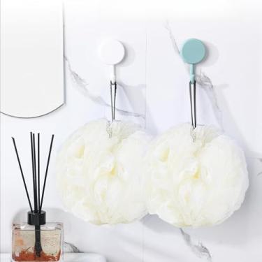 Imagem de Pacote com 2 esponjas de banho, buchas de chuveiro, pufe de malha, sabonete líquido para banho