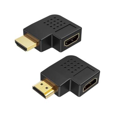 Imagem de Adaptador HDMI macho para fêmea, pacote com 2 conversores de ângulo reto de 90 e 270 graus, extensor plano HDMI em forma de L para TV de parede, Roku, PS5, Fire Stick, Chromecast, Switch, laptop, PC