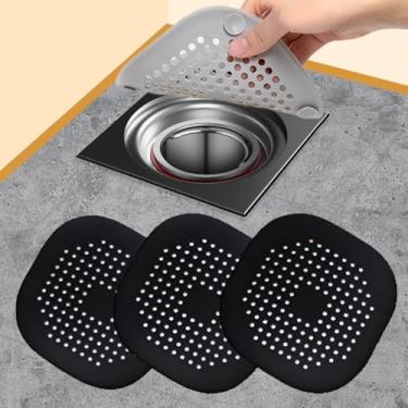 Imagem de Pacote com 3 coadores de drenagem de silicone com ventosas – Capa captador de cabelo para chuveiro, banheira e pia de cozinha | Protetor de banheiro antiderrapante de instalação rápida, armadilha de