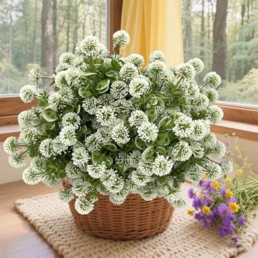 Imagem de 1 pacote de flores artificiais para bebês, eucalipto, fruta - Gypsophila sintética para plantas de jardim resistentes ao ar livre, flores falsas, decoração de mesa de cozinha (7 garfos de eucalipto