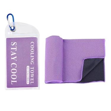 Imagem de Toalhas refrescantes (119 x 30 cm) para pescoço e rosto, toalha de gelo para clima quente, toalhas de ginástica macias e respiráveis, toalha de microfibra para treino, ioga, corrida, acampamento (roxo