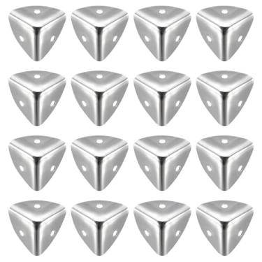 Imagem de Generic Protetores de canto de caixa de metal protetor de borda 25 x 25 x 25 mm tom prateado 16 peças para cantos de mesa e cantos de mesa