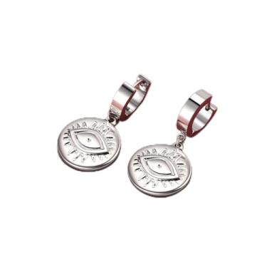 Imagem de Brincos masculinos Huggie Hoop Eye Jewelry, One Size, Aço inoxidável, Sem pedra preciosa