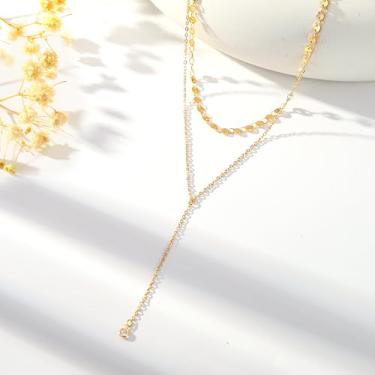 Imagem de Colar feminino banhado a ouro 14 K - Anel de disco de abelha em camadas, pingente de girassol, gargantilha delicada, corrente hipoalergênica, não mancha, presentes de aniversário personalizados, joias