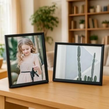 Imagem de Porta-retrato de 15 x 20 cm, 1 pacote, para exibição de fotos, suporte de mesa e parede, preto