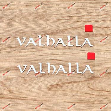 Imagem de (2) Adesivo decalque branco Valhalla Lettering Odin Viking Norse Car Vinyl sda3