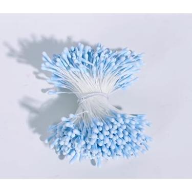 Imagem de ASEANAO 400 peças mini estame de flores pistilo decoração de casamento DIY cartões artificiais flores estame (azul pequeno)