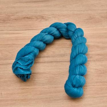 Imagem de Caminho de mesa decorativo, verde-petróleo, tecido transparente enrugado