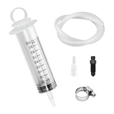 Imagem de MTRPS Kit de sangramento de freio, ferramenta de sangramento de embreagem de disco hidráulico com seringa de 100 ml mangueira de 50 cm, kit universal de sangramento de freio extrator de fluido de óleo