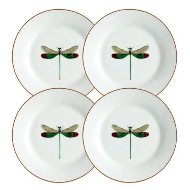 Imagem de Jogo Pratos Rasos 27Cm 4 Peças Libélula Porcelana Decorada