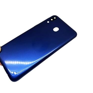 Imagem de SHOWGOOD Capa traseira de bateria para Samsung Galaxy M20 com lente de câmera de vidro + chave lateral para Samsung Galaxy M20 (azul)