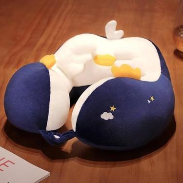 Imagem de Almofada De Pescoço Para Descanso Viagens Bichinhos Criança Infantil Adulto presente de aniversári (Azul Escuro)