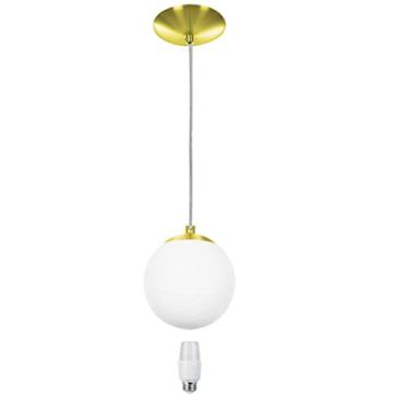 Imagem de Lustre Pendente Orby Bolinha Dourada + Lampada 6000k