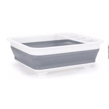 Imagem de Escorredor de Louça Retrátil em Silicone e Polipropileno, Dobrável para Cozinha, 12 x 31 x 36,2 cm