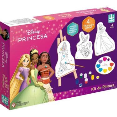 Imagem de Brinquedo para Colorir Princesas KIT Pintura com Cavalete e Guache - N