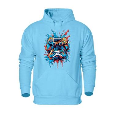 Imagem de Casaco de Frio Moletom Abrigo Masculino Flanelado Canguru Estampa Controle Remoto Capuz Ajustavel