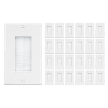 Imagem de iwillink Placa de parede com escova (pacote com 20), inserção de cabo para fios, alça de acesso de cabo de grupo único, tomada de parede para HDTV, sistemas de home theater