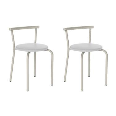 Imagem de Conjunto 2 Banquetas 105 Tubo Prata Napa Branca Carraro
