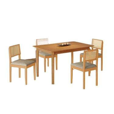 Imagem de Conjunto Mesa De Jantar Produto Laminado 1,20m Com 4 Cadeiras Jade 03 Linho Cinza