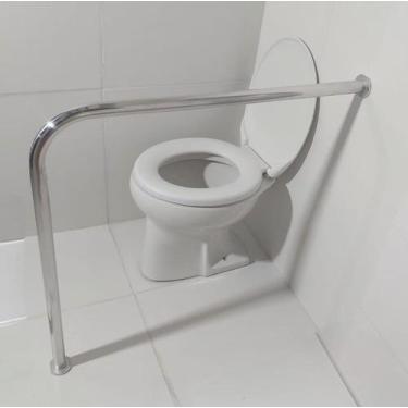 Imagem de Barra De Apoio Para Vaso Sanitário 70x80 Corrimão Em L De Alumínio - A