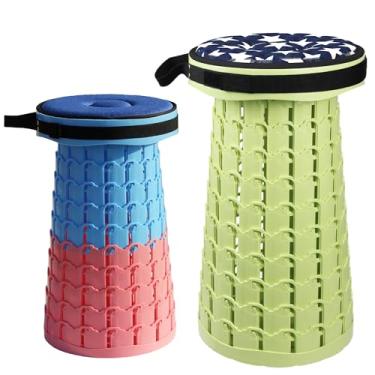 Imagem de ALEVMOOM Banco dobrável XXL atualizado com almofada de 50 cm, peso máximo de 453 kg, assento pop-up mais largo e mais alto, cadeira dobrável retrátil portátil resistente ou descanso de pés de viagem