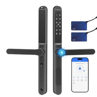 Imagem de Porta deslizante fechadura inteligente entrada sem chave fechadura de porta deslizante com código de impressão digital cartão IC teclado chave digital app substituição remota moldura fina porta de